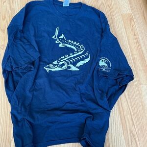 DONATED Navy Blue Sturgeon Graphic T-Shirt